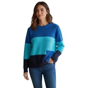 Skovhuus Knitwear Denmark Women's Knit Sweater Blue Black Colour Block Size XXL